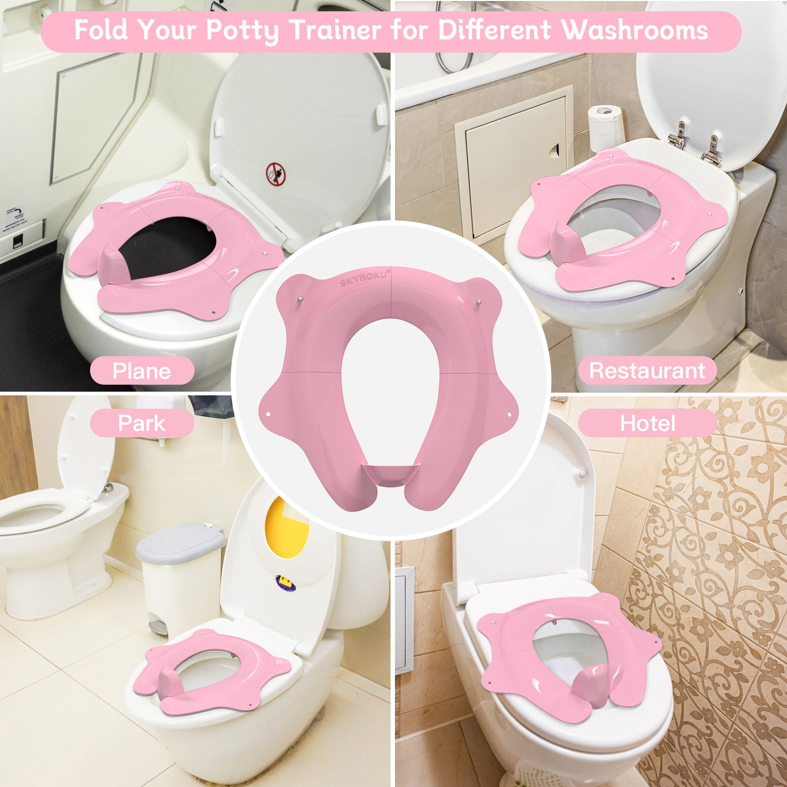 SKYROKU Folding Travel Potty Sitz rosa faltbar