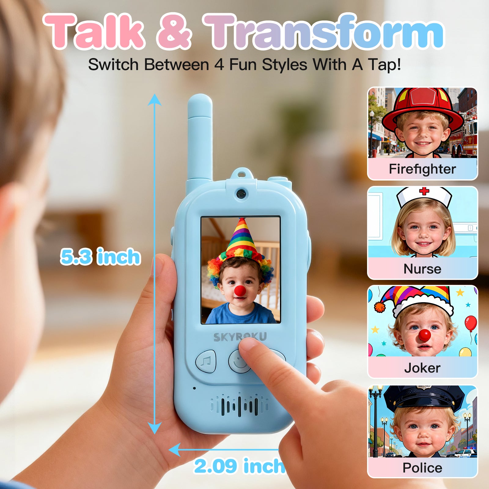 SKYROKU Video Walkie Talkies Funkgerät Blau-Blau 2er-Set