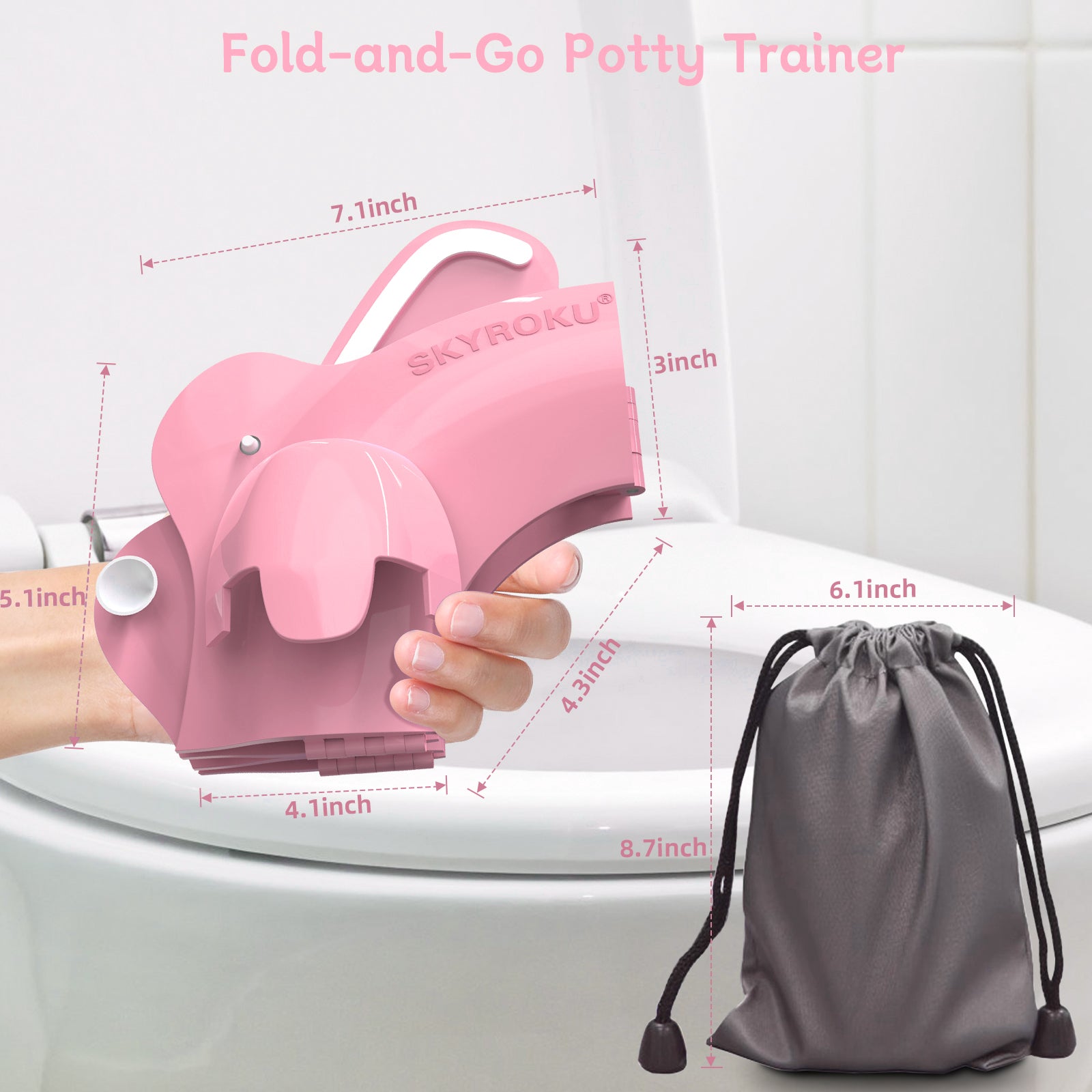 SKYROKU Folding Travel Potty Sitz rosa faltbar