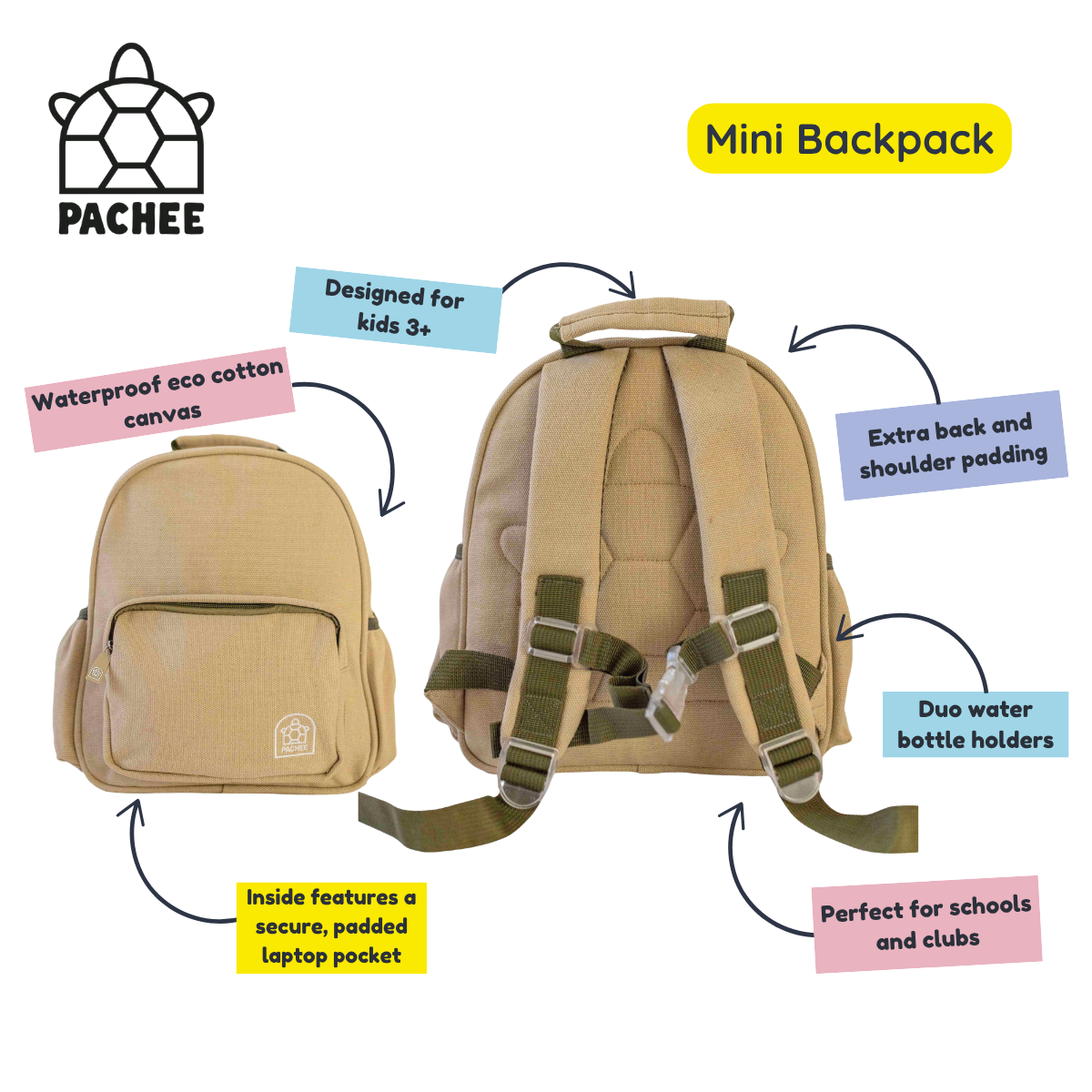 Kiddiwizz Whizzer x Pachee Mini Rucksack Stone wasserfest