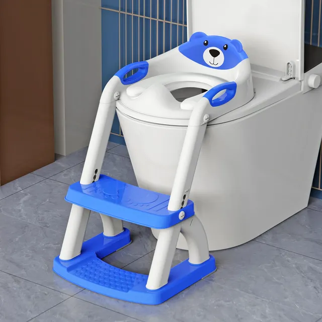 SKYROKU 8898 Toilettensitz mit Treppe saphirblau 2in1
