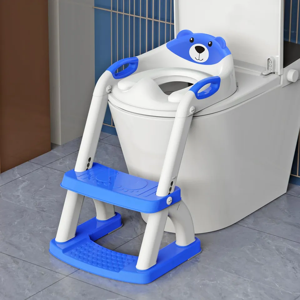 SKYROKU 8898 Toilettensitz mit Treppe saphirblau 2in1