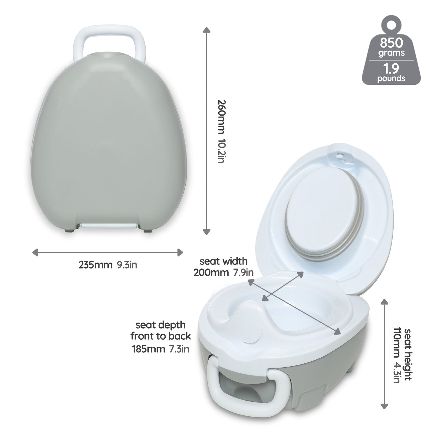 My Carry Potty Perlgrau Töpfchen + Hose 3er-Pack 2-3 Jahre
