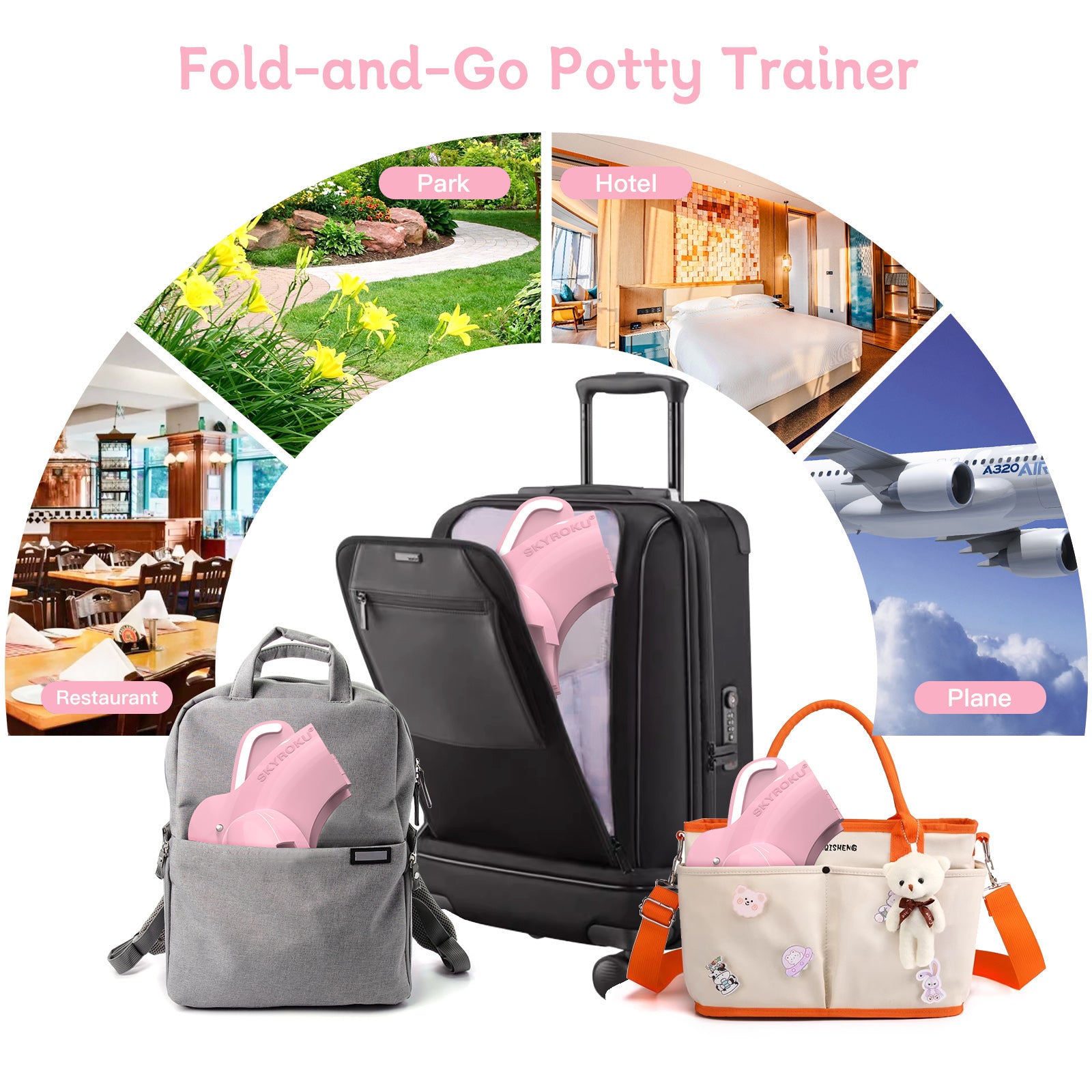 SKYROKU Folding Travel Potty Sitz rosa faltbar