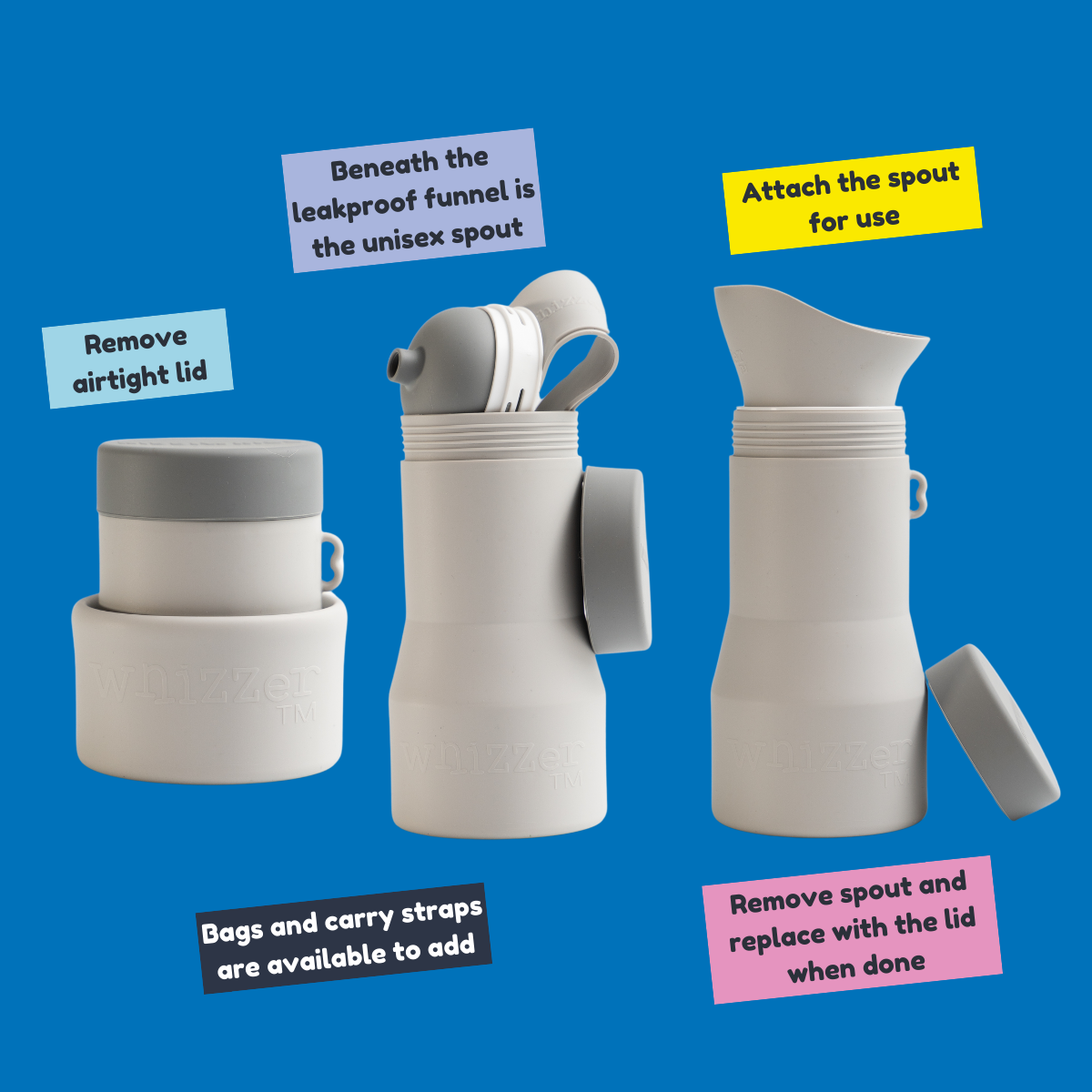 Kiddiwhizz Whizzer Big Kids Adult Reiseurinal Grau 500ml