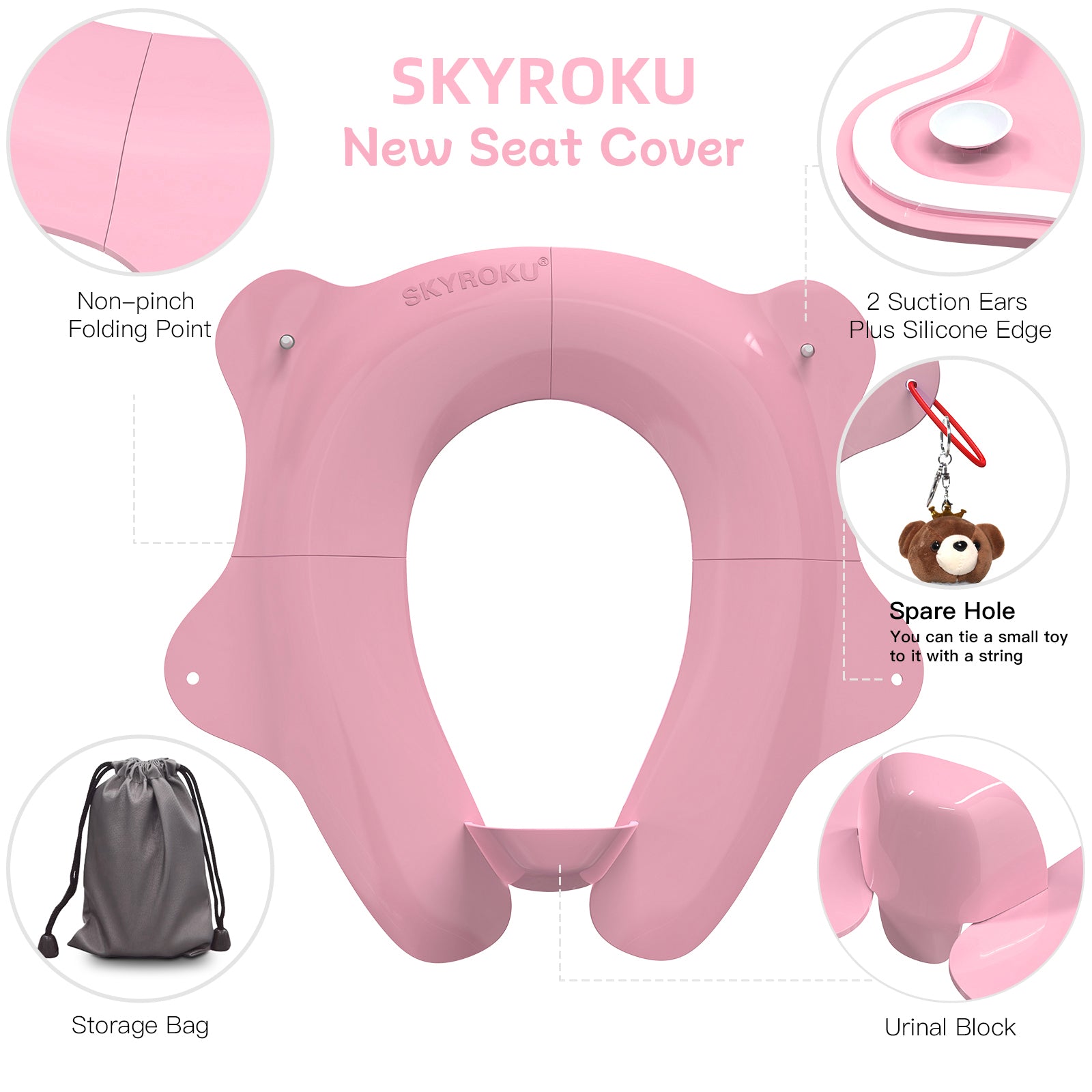 SKYROKU Folding Travel Potty Sitz rosa faltbar
