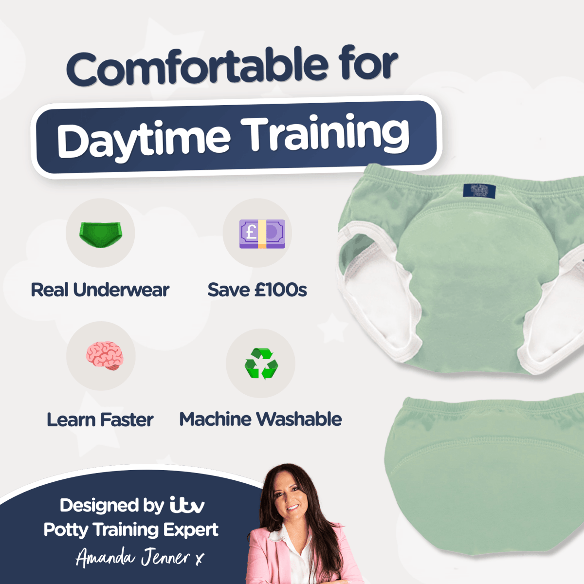 My Carry Potty Training Pants Sage Green 3er waschbar Baumwolle