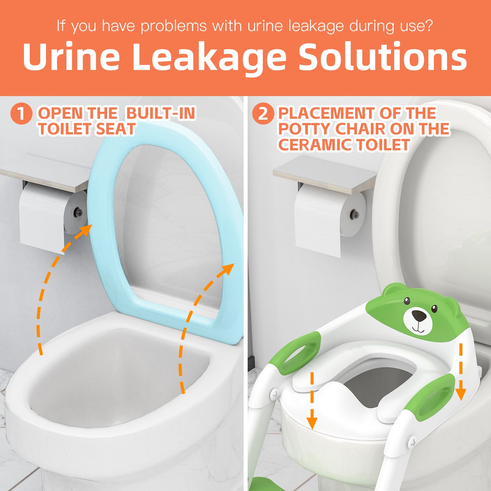 SKYROKU 8899 Toilettensitz mit Treppe grün 2in1