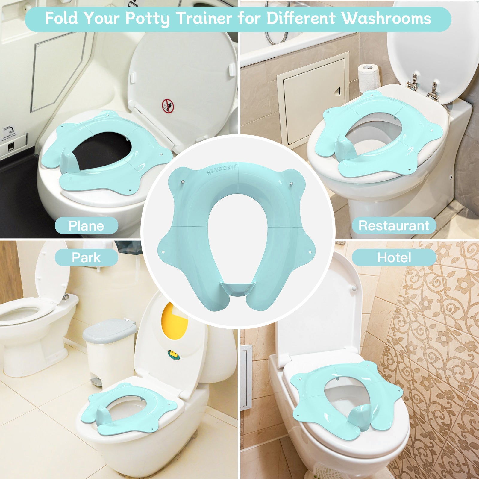SKYROKU Folding Travel Potty Seat Toilettenaufsatz Blau