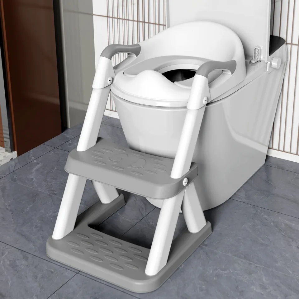 SKYROKU 8868 Toilettensitz mit Treppe Grau klappbar