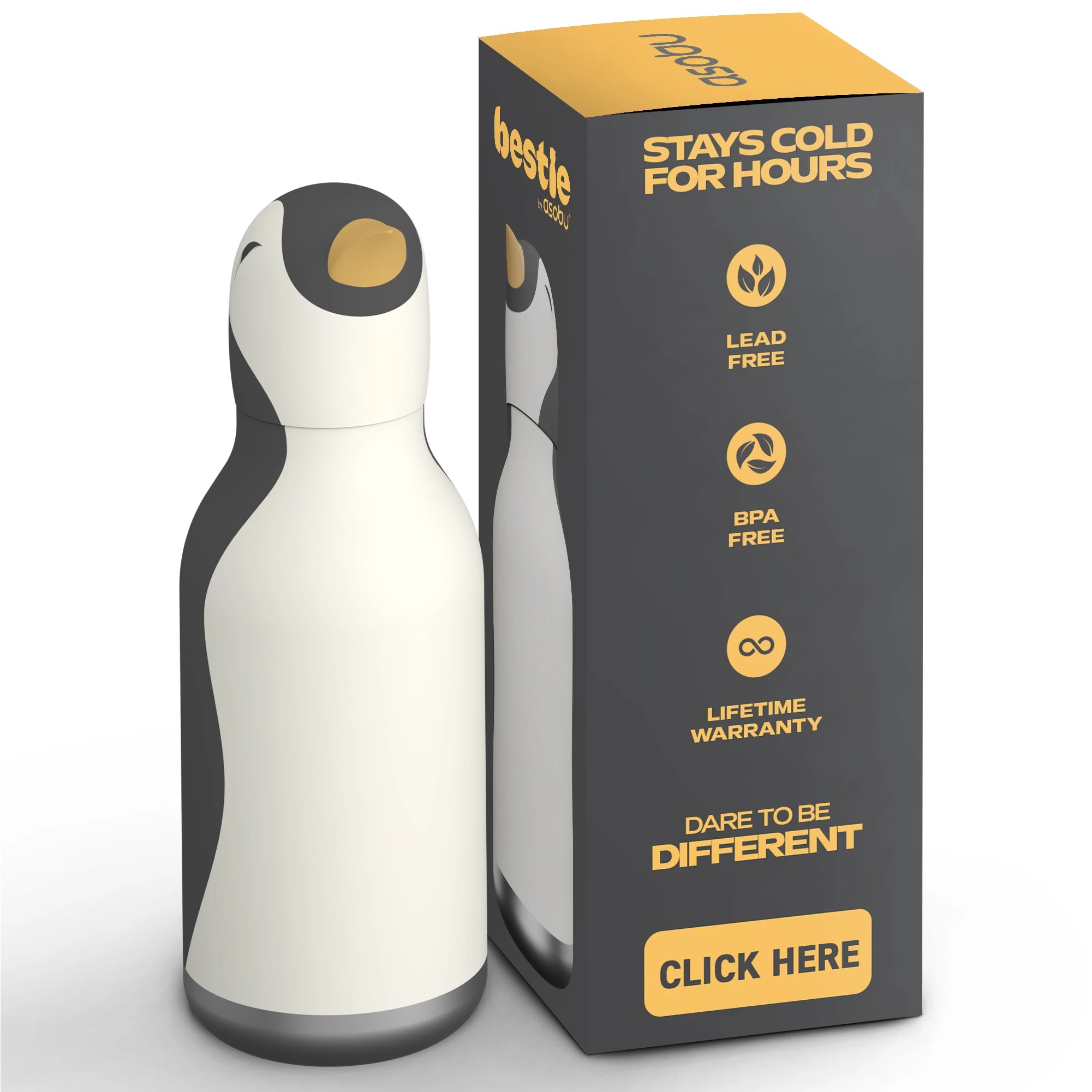 Asobu Bestie Bottle Arlo Trinkflasche Pinguin 475 ml Edelstahl