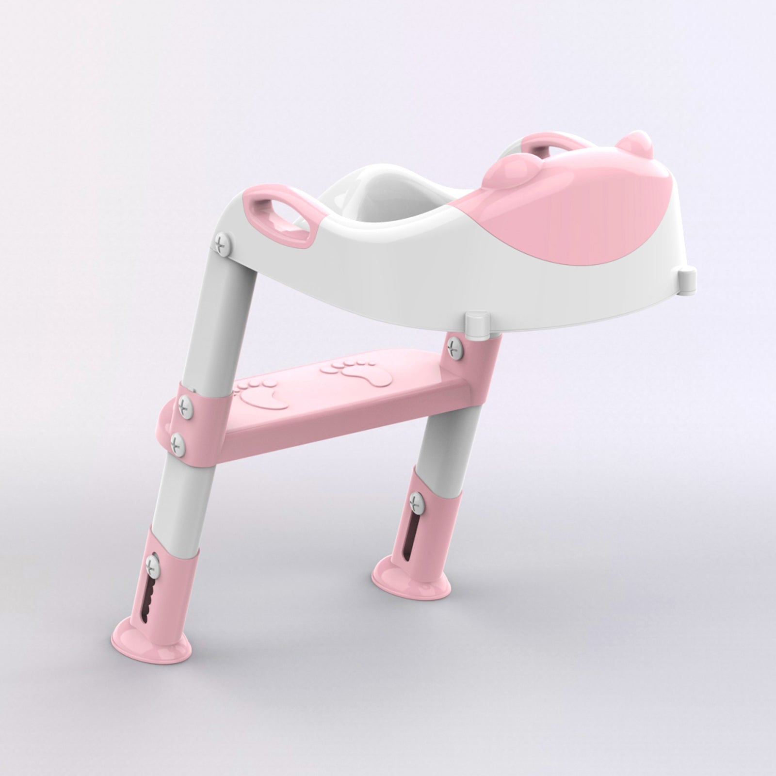 SKYROKU 8838 Toilettensitz mit Treppe Pink rutschfest