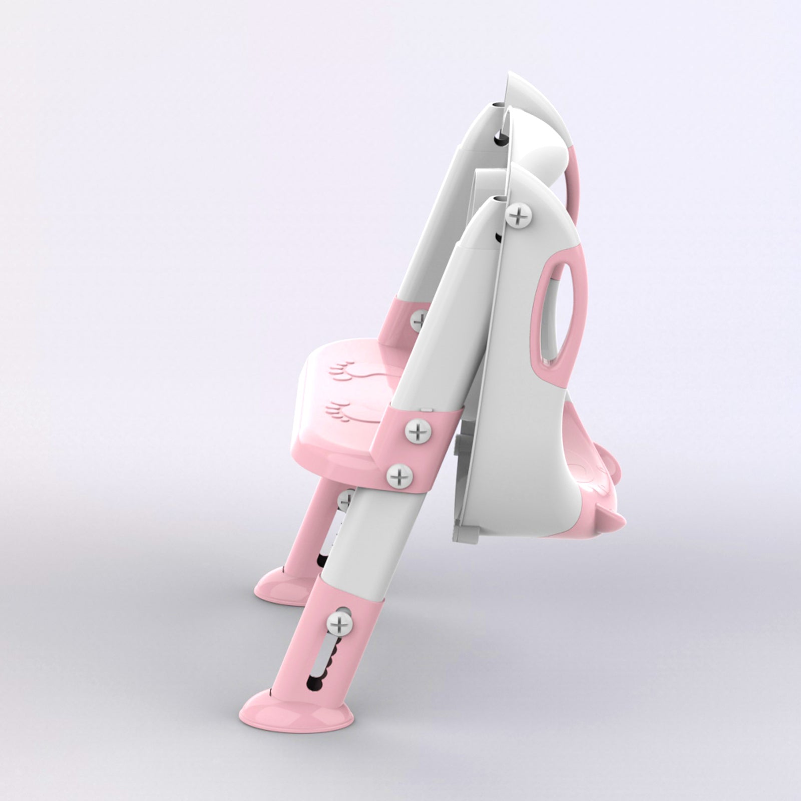SKYROKU 8838 Toilettensitz mit Treppe Pink rutschfest