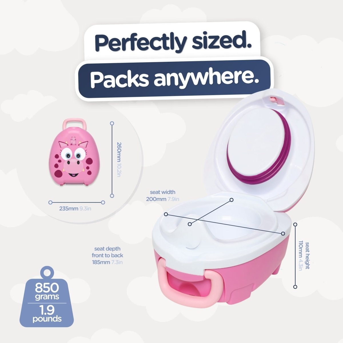 My Carry Potty Reise Töpfchen Drache rosa mit Deckel