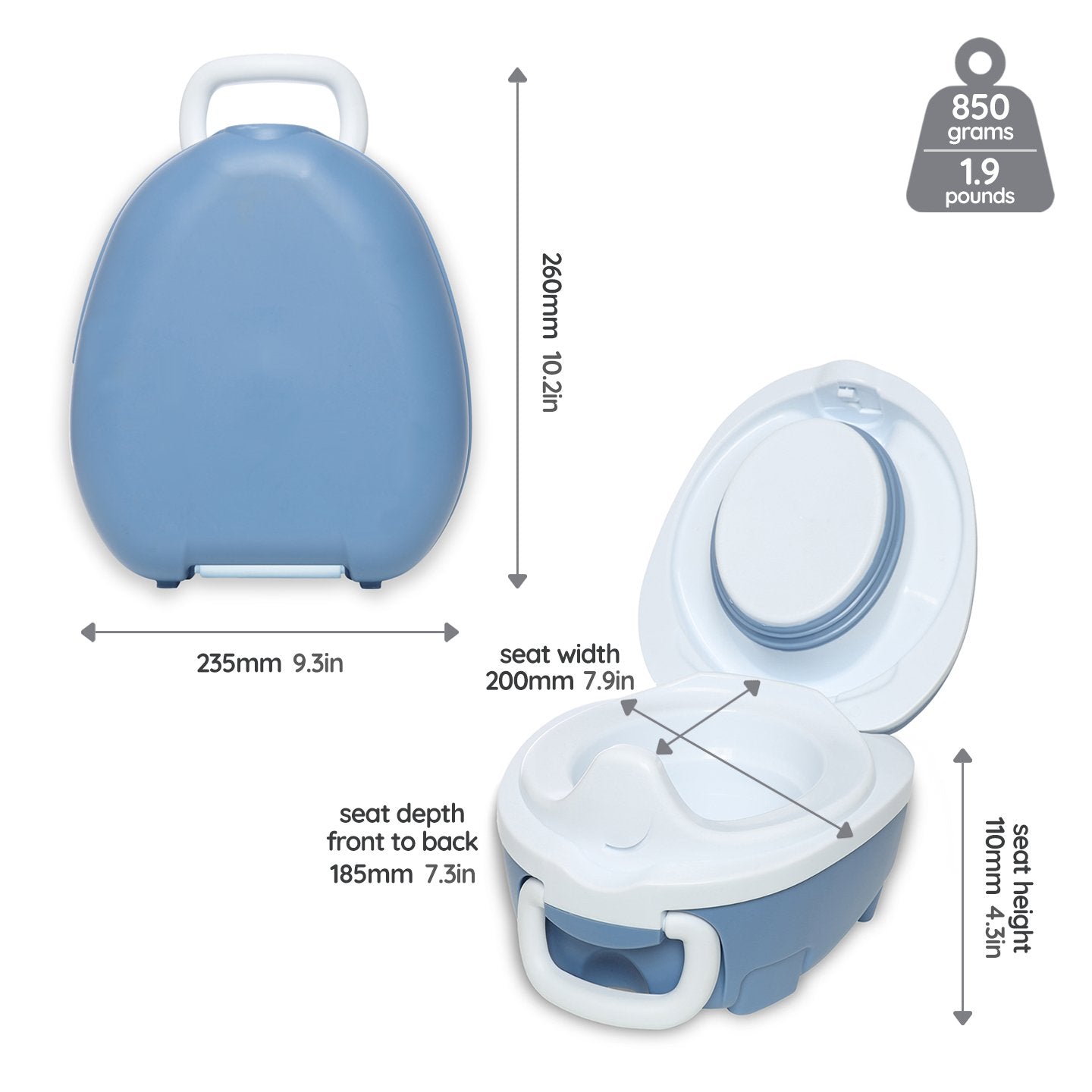 My Carry Potty Ocean Blue Töpfchen Set mit Sitz und Hocker