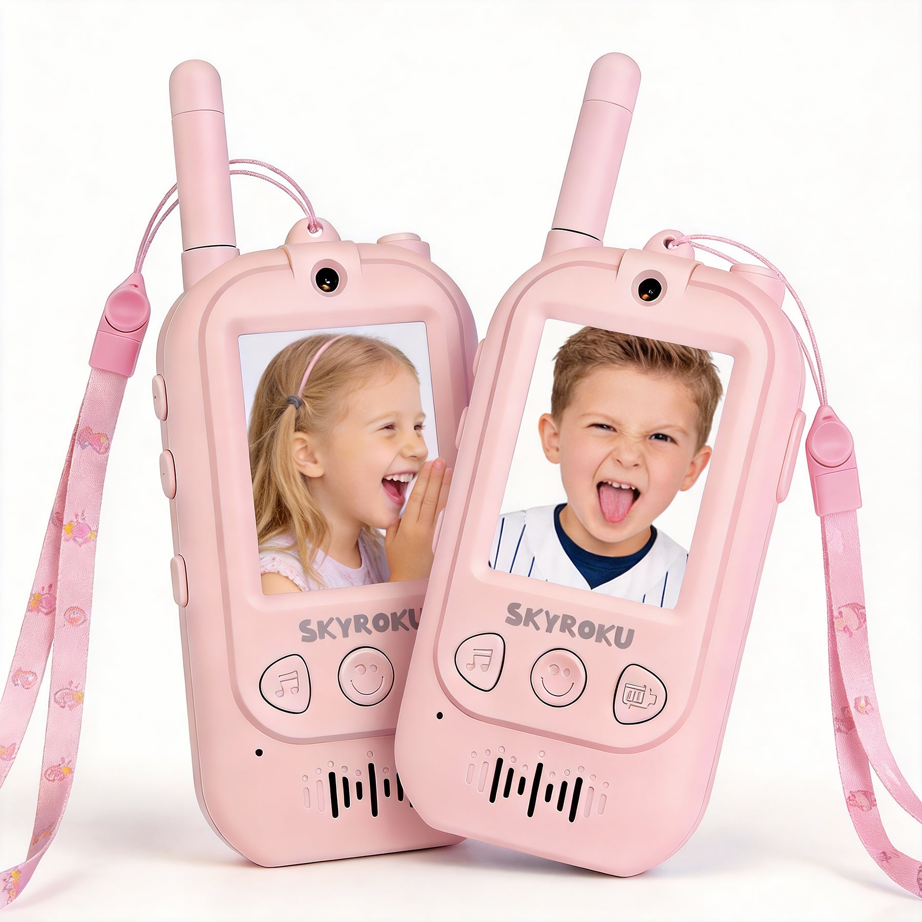 SKYROKU Video Walkie Talkies Kinder rosa 2er Set